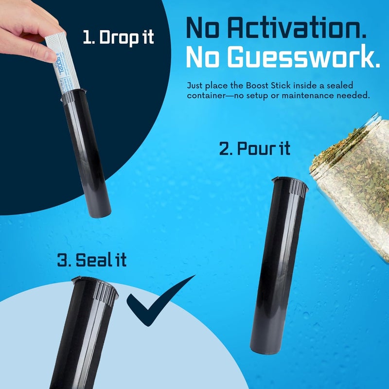 Integra Boost 62% RH, 2 Way Humidity Control Sticks – Pack of 20 with 98mm Squeeze Top Containers Included | Moisture Absorbers (Black) - Image 5